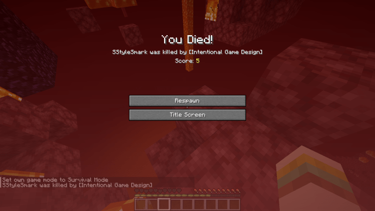 Minecraft death via Nether Bed